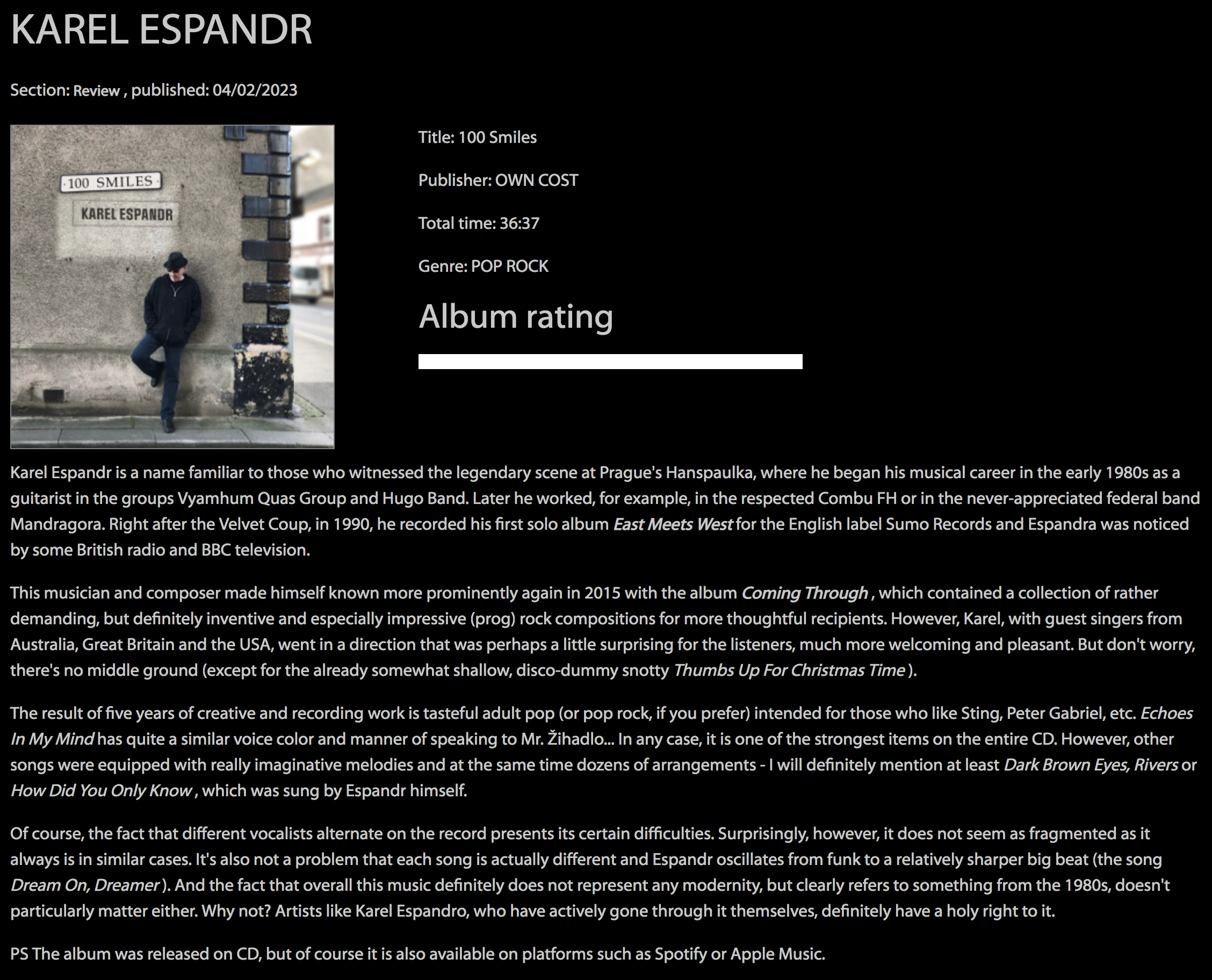 RockandAll review of 100 Smiles